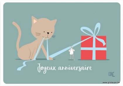 carte postale illustrée par coraline rivière et éditée aux éditions de cortil Joyeux anniversaire cadeau