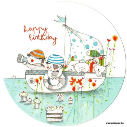 carte postale illustrée par francesca quatraro happy birthday et édité aux éditions des correspondances