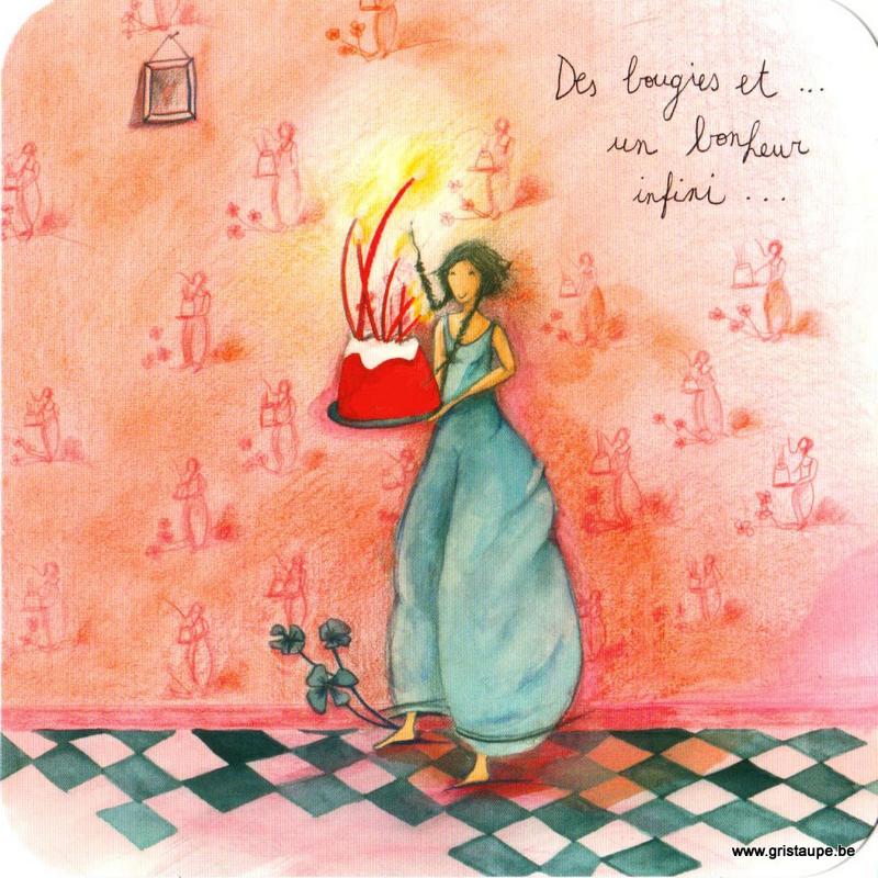 carte postale illustrée par anne sophie rutsaert et éditée aux éditions des correspondances des bougies et un bonheur infini
