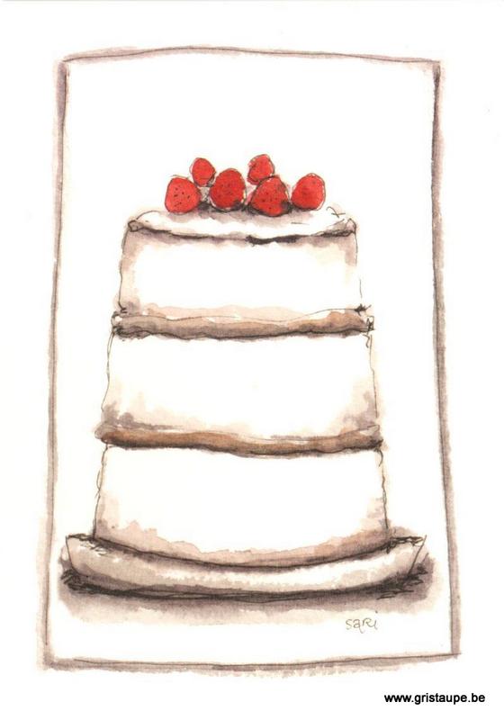 carte postale illustrée par Sari représentant un gâteau