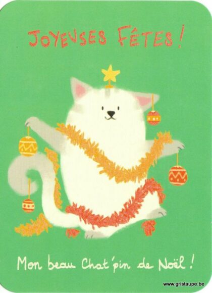 Carte de voeux de Noël humoristique représentant un chat