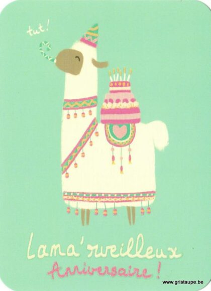 carte postale illustrée par camille chaussy lama'rveilleux anniversaire