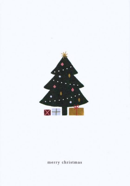 carte postale double illustrée et éditée par kartotek copenhagen merry christmas tree