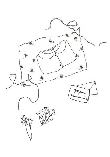 carte postale de papillonnage représentant un pull dans un emballage cadeau