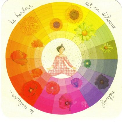 carte postale illustrée par anne sophie rutsaert illustrant un personnage dans une palette de couleurs