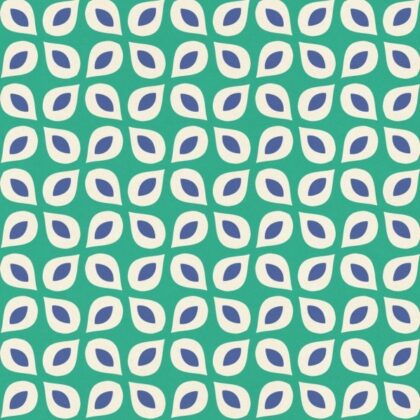 papier bindewerk aux motifs géométriques blanc et bleu sur fond vert
