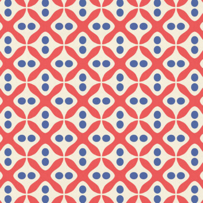 papier bindewerk aux motifs géométriques bleu et rouge sur fond blanc